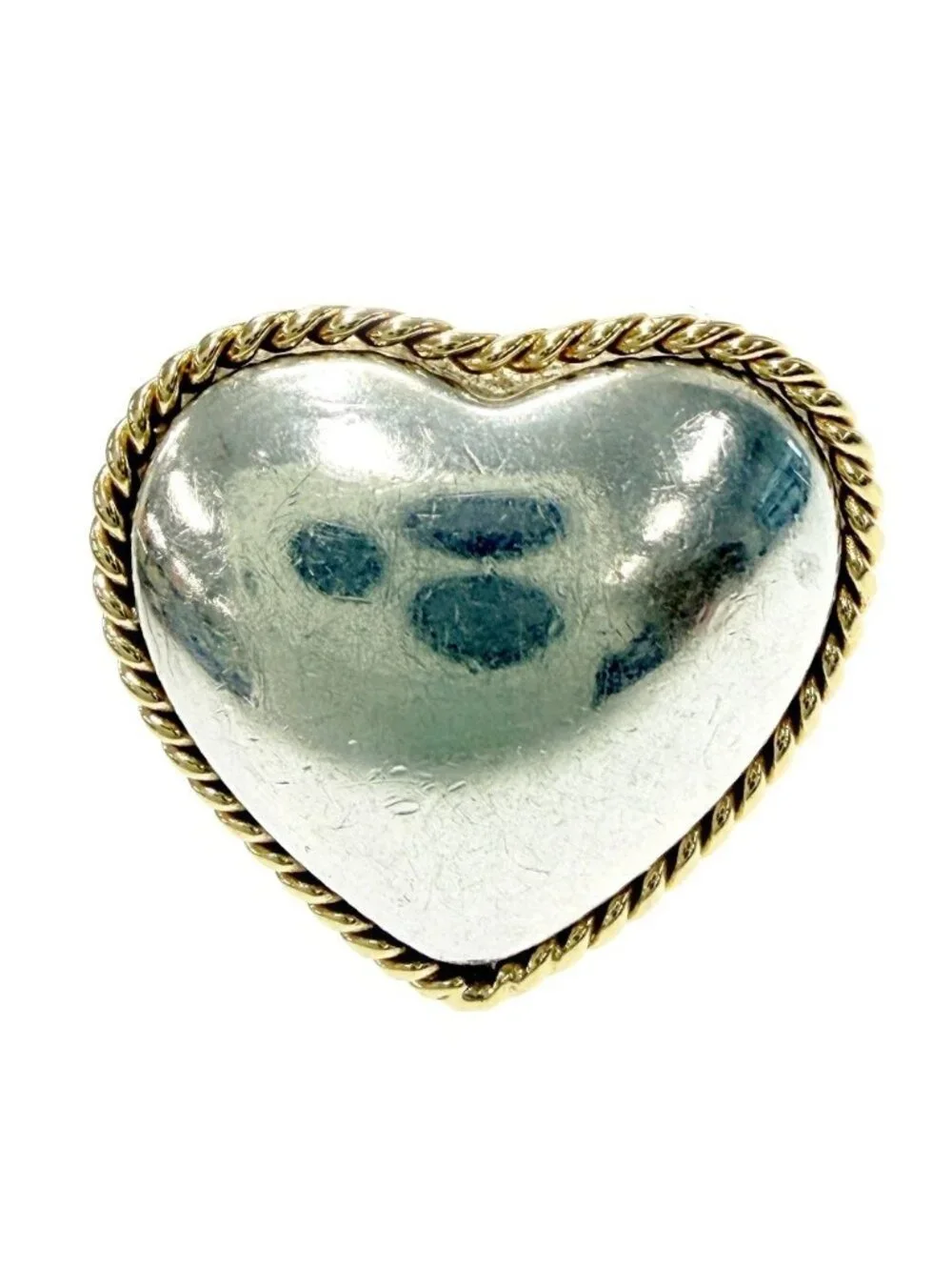 Tiffany & Co Silver Gold Full Heart Twisted Rope Ring